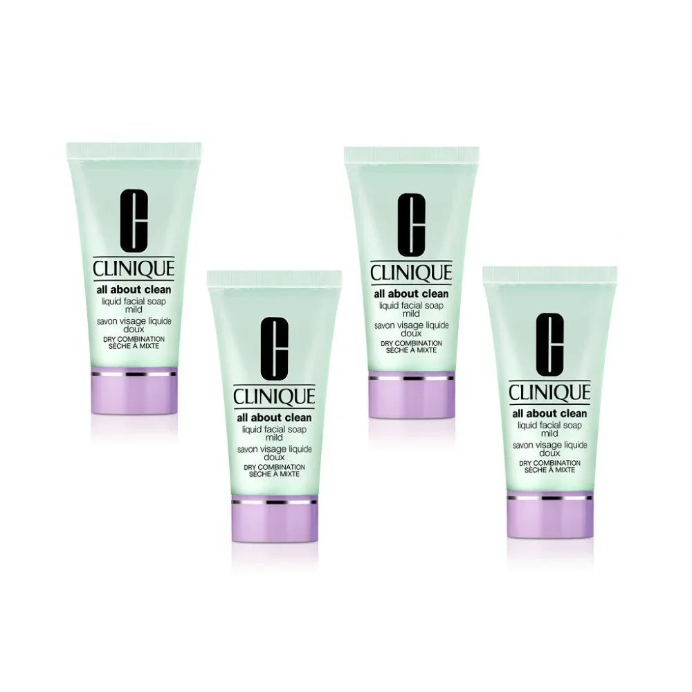 CLINIQUE All About Clean Liquid Facial Soap Mild 1oz/30ml each Bundle of 4